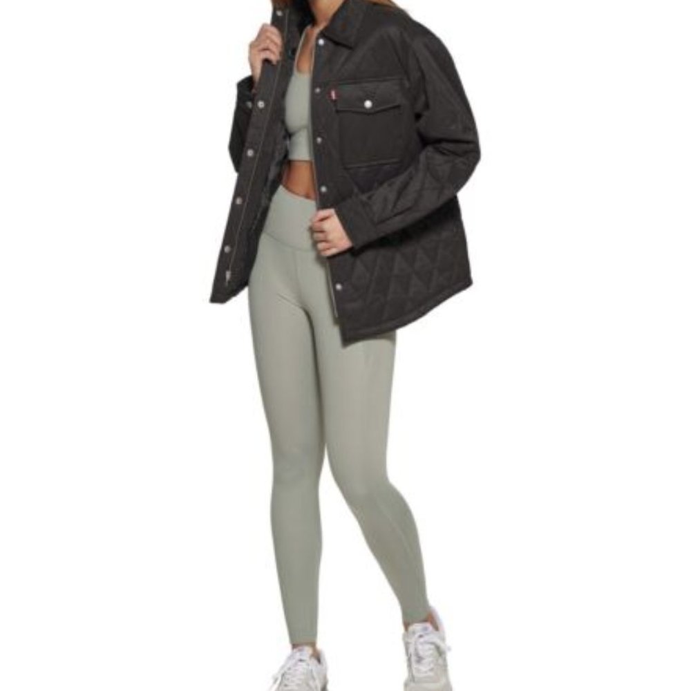 LEVI'S Macys Women's Quilted Shirt Jacket Shacket Black Oversized X Small NWT